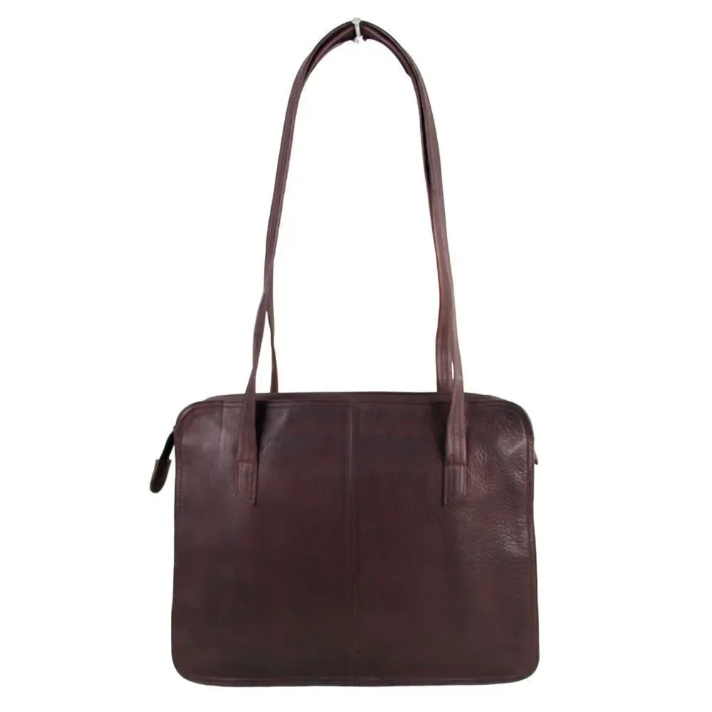 TIGNANELLO BROWN GENUINE LEATHER SHOULDER BAG BUSINESS TOTE HANDBAG HOBO PURSE